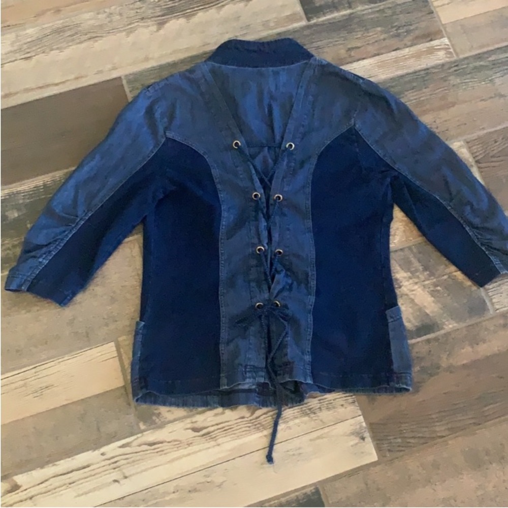 XCVI Denim Blue Women's Shacket - Picture 7 of 14